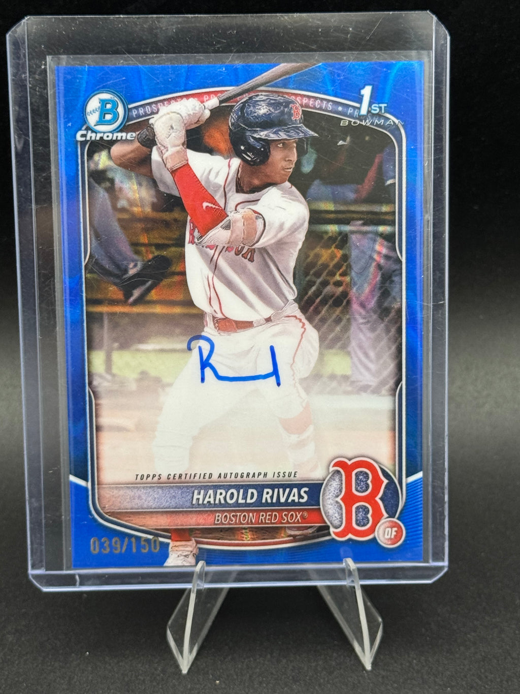 2025 Bowman Chrome Harold Rivas 1st Bowman Auto Blue Wave /150