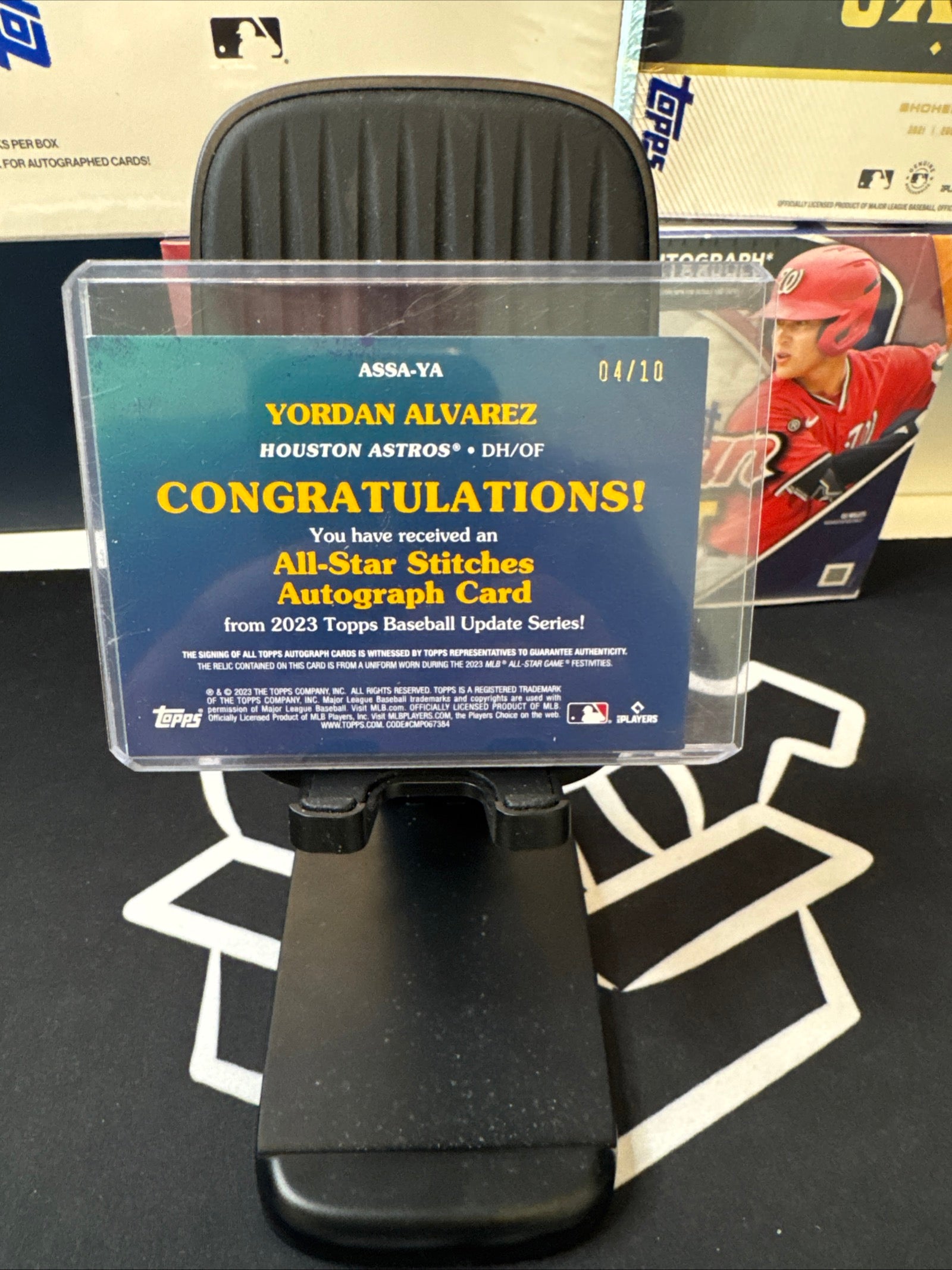 TUESDAY JULY 7 CLAIM: Yordan Alvarez 2023 Topps Update All Star Sitches Auto + Patch /10