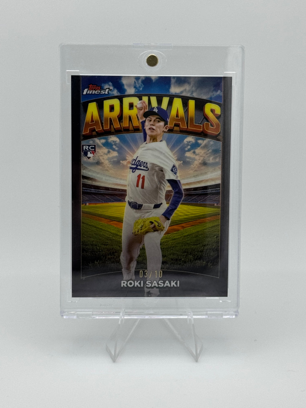 2025 Topps Finest Arrivals Roki Sasaki Black /10 Rookie Card #A-11 LA Dodgers