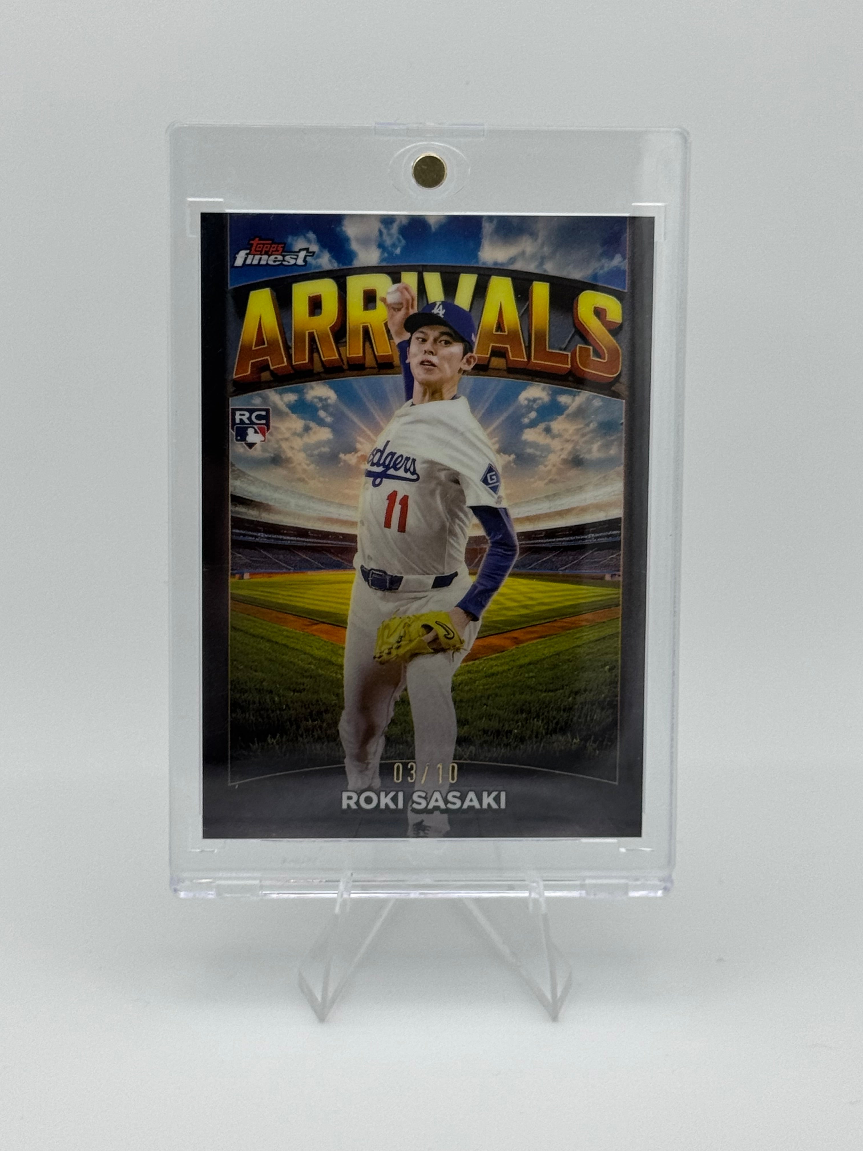 2025 Topps Finest Arrivals Roki Sasaki Black /10 Rookie Card #A-11 LA Dodgers