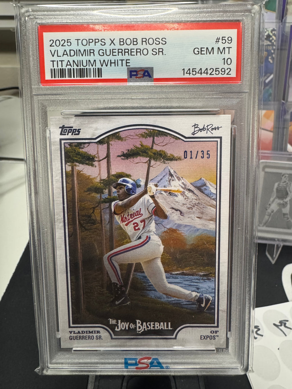 2025 Bob Ross Vladimir Guerrero Sr. Titanium White 1/35 PSA 10 GEM POP 1!