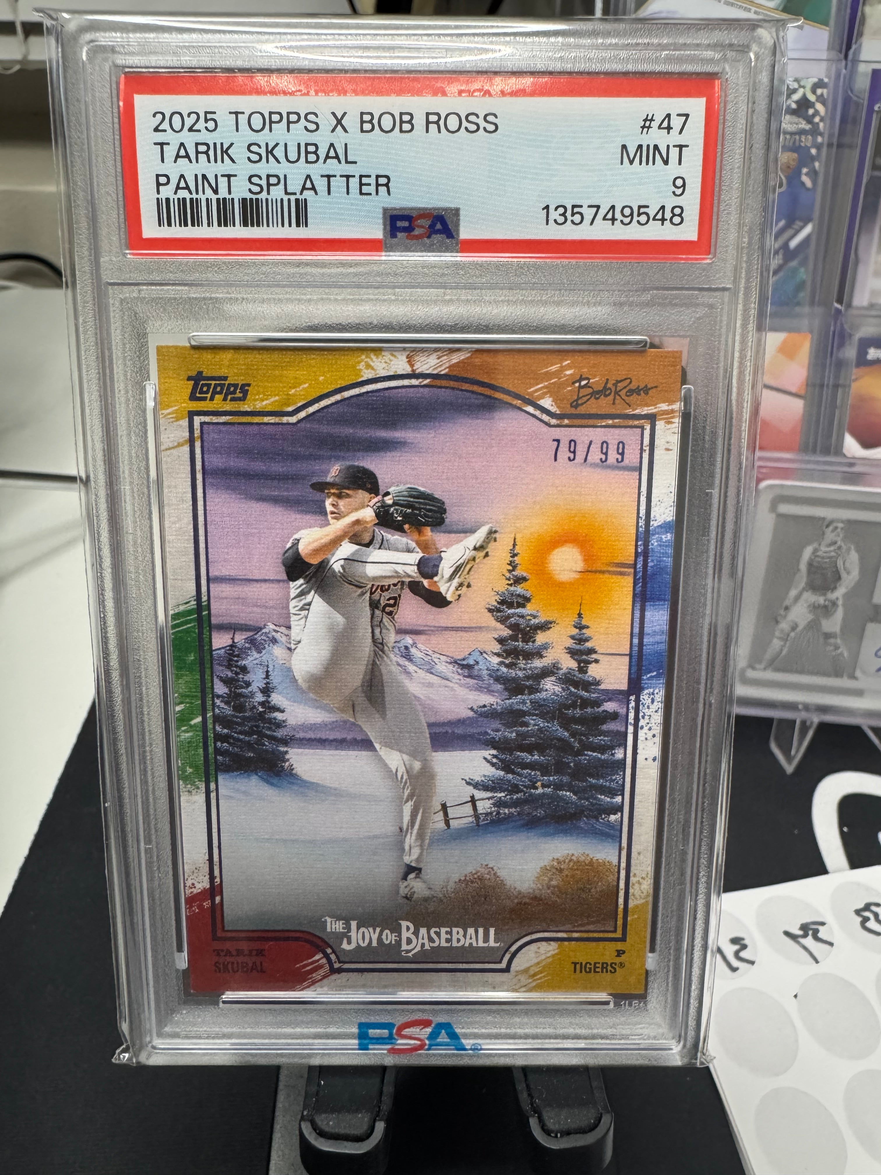 2025 Topps X Bob Ross  Tarik Skubal Paint Splatter /99 PSA 9 LOW POP