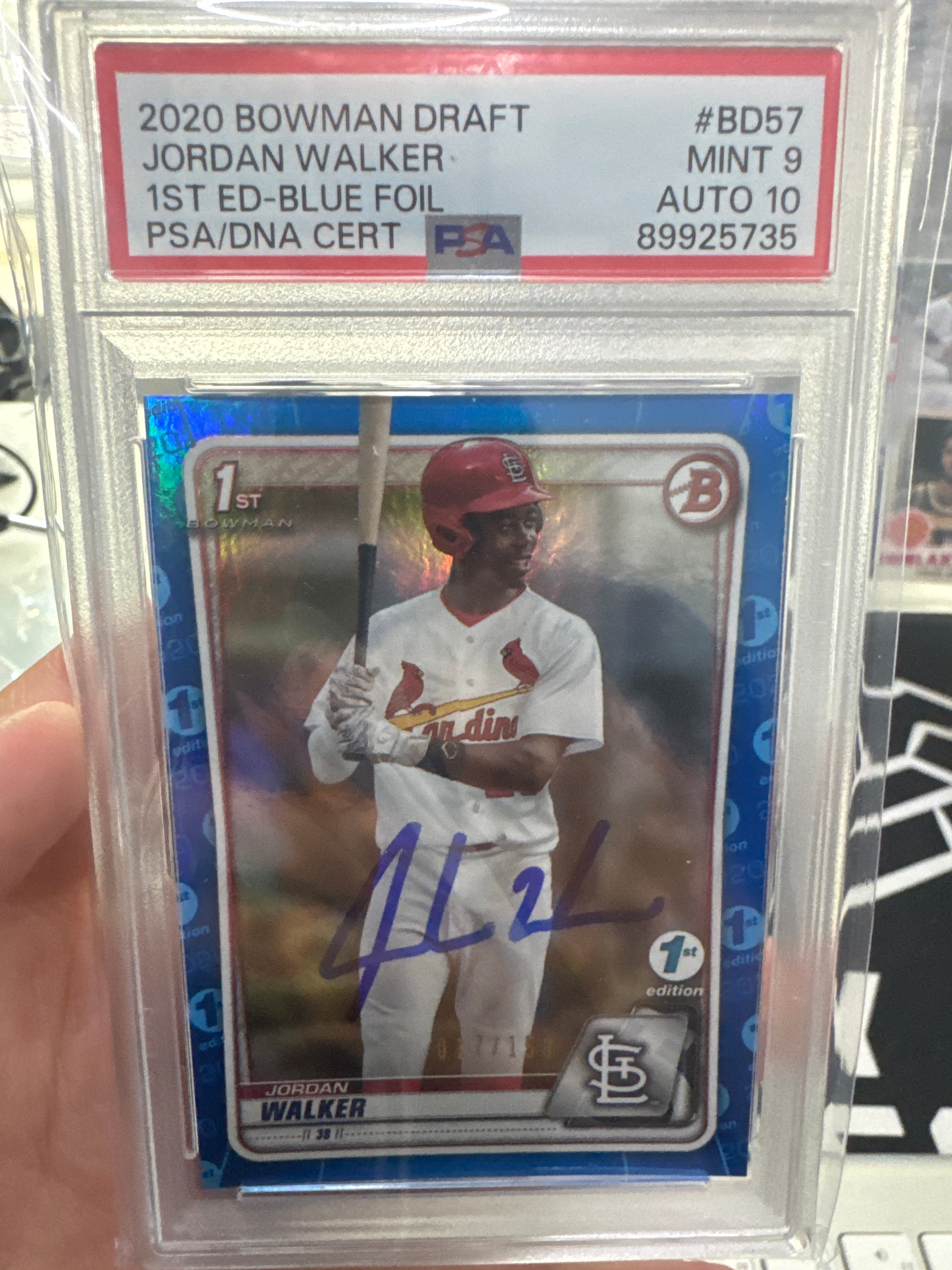2020 Bowman Draft Jordan Walker Blue Auto /150 PSA 9 Auto 10 Bowman 1st!