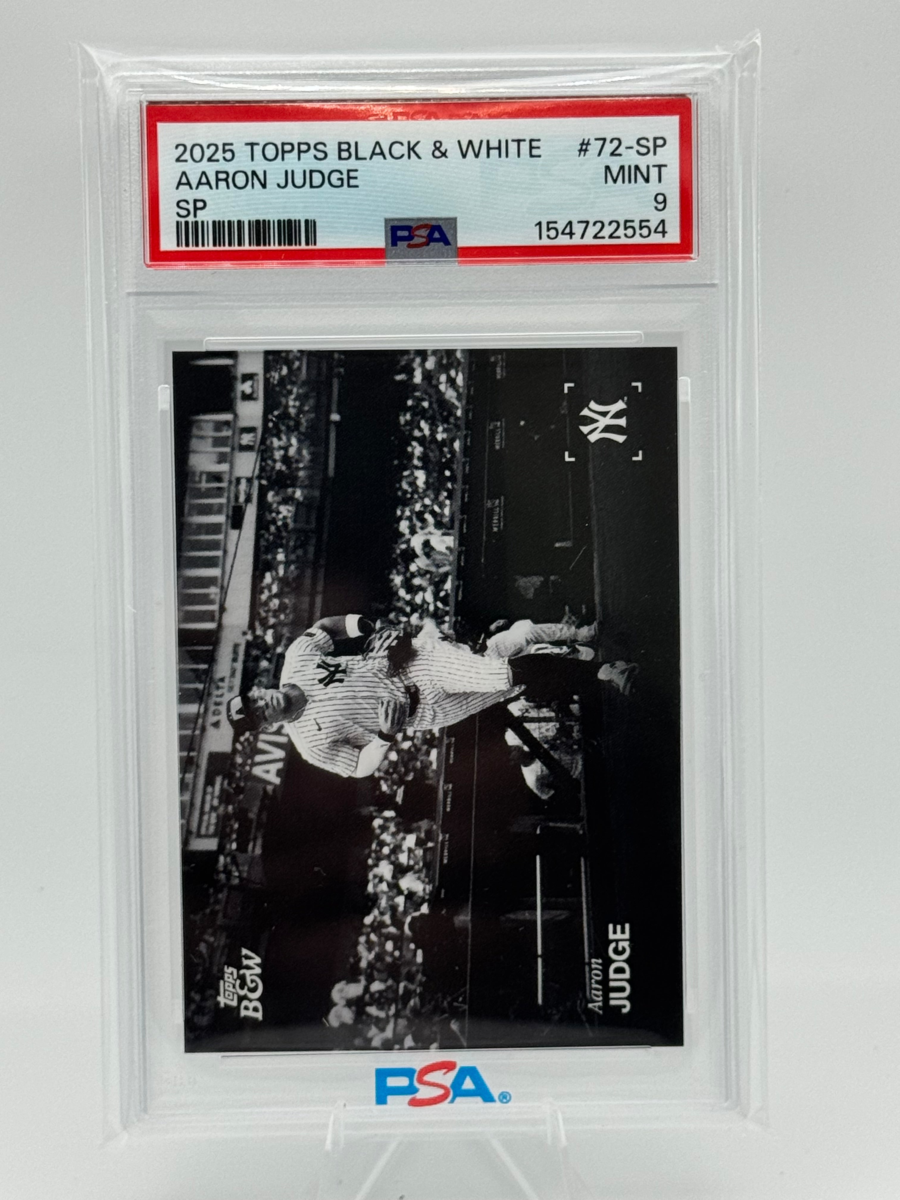 2025 Topps Black & White Aaron Judge #72 SP Image Variation Short Print PSA 9