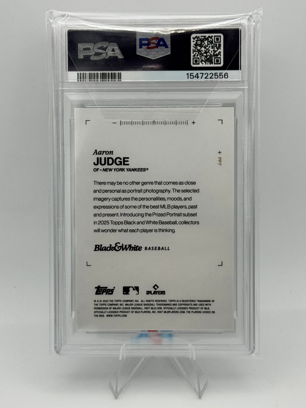 2025 Topps Black & White Aaron Judge Prized Portraits #PP7 Yankees PSA 10