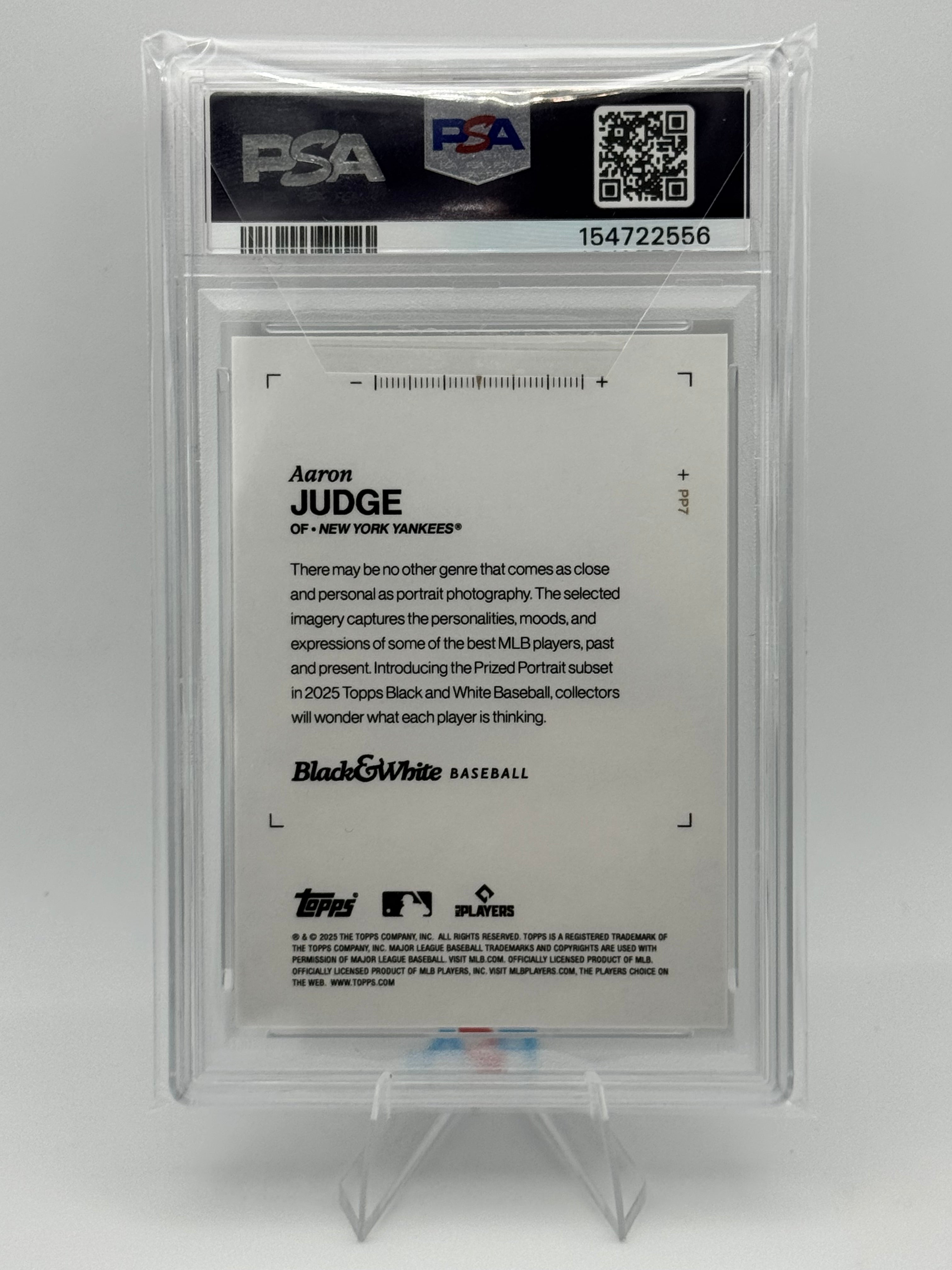 2025 Topps Black & White Aaron Judge Prized Portraits #PP7 Yankees PSA 10