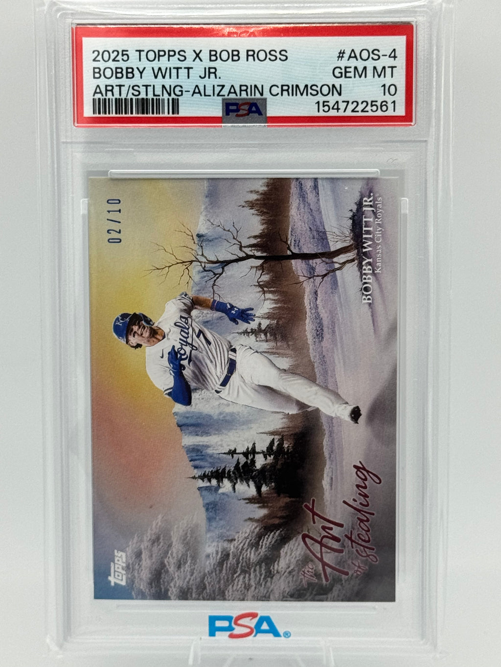 2025 Bob Ross Bobby Witt Jr. The Art of Stealing Crimson /10 PSA 10 GEM MINT