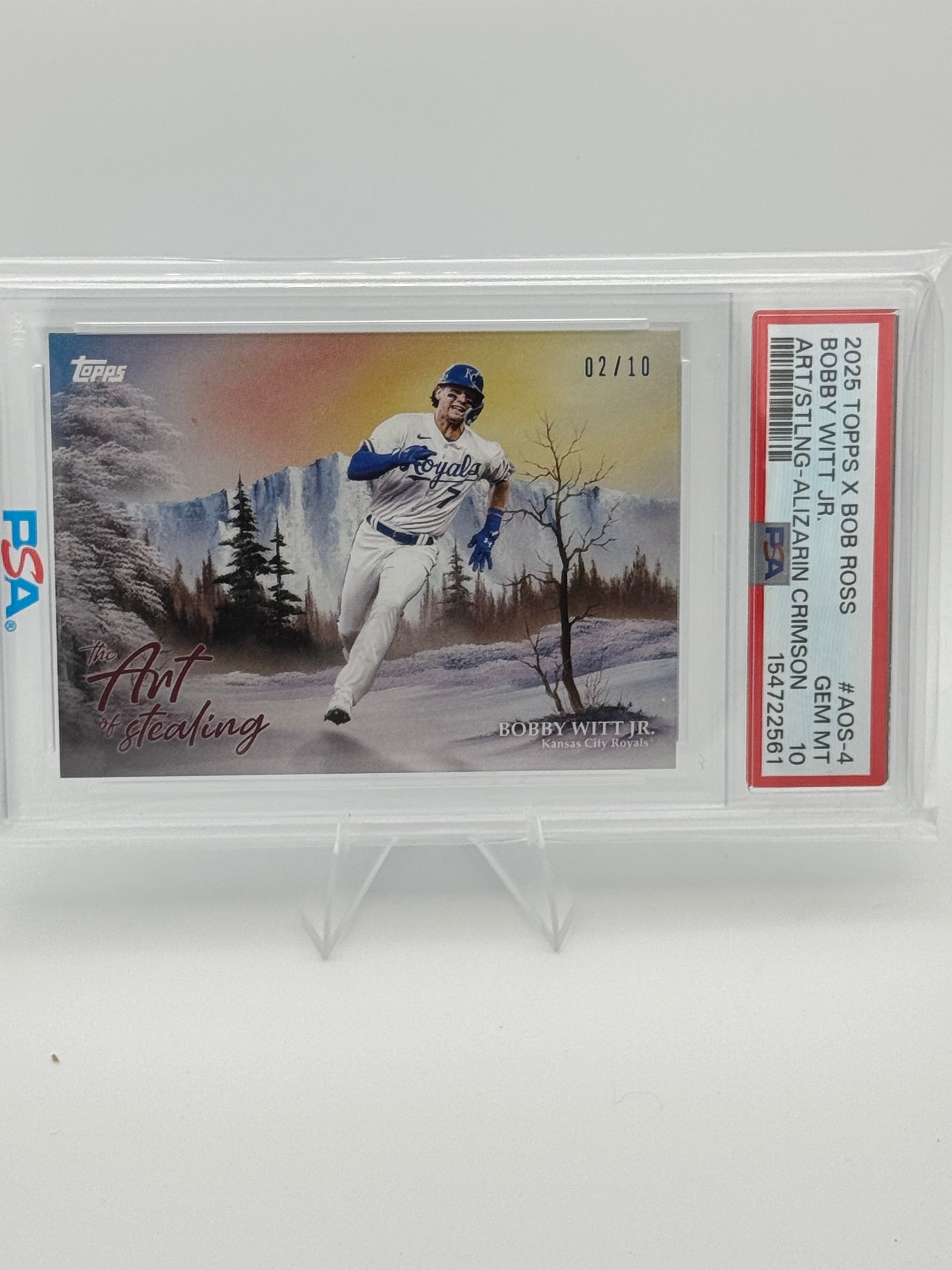 2025 Bob Ross Bobby Witt Jr. The Art of Stealing Crimson /10 PSA 10 GEM MINT