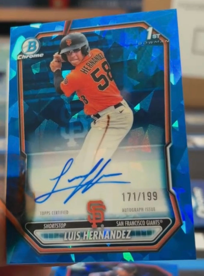 2026 Bowman Sapphire Luis Hernandez Bowman 1st Auto Refractor /199 SF Giants
