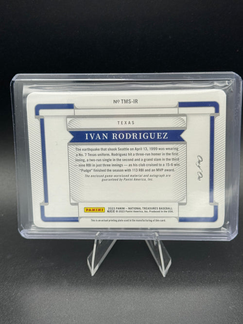 2023 National Treasures Ivan Rodriquez 1/1 Auto Game Worn Material