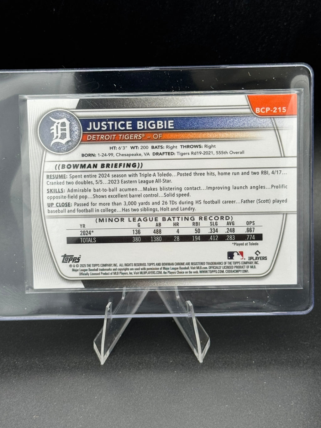 2025 Bowman Chrome Justice Bigbie Orange /25 Reptilian Bowman 1st